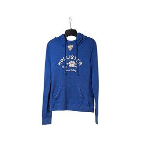 Hollister Blue Y2K Vintage Flower "Open Beach Relay" Pullover Coastal Hoodie L